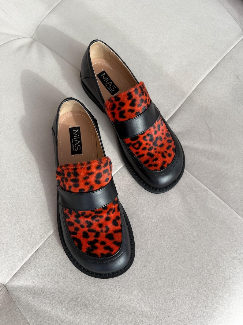 Womens barefoot loafer shoes, calfskin fur loafers, wide fit shoes, black shoes, animal print leather shoes, ladies dress shoes