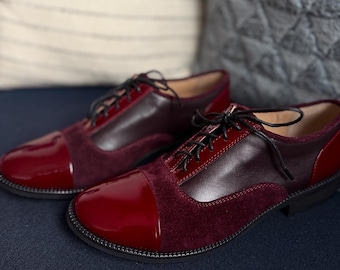 Chaussures oxford en cuir souple pour femmes, chaussures richelieu, chaussures en cuir verni, chaussures pour occasions spéciales, chaussures larges, chaussures à nouer, chaussures habillées pour femmes