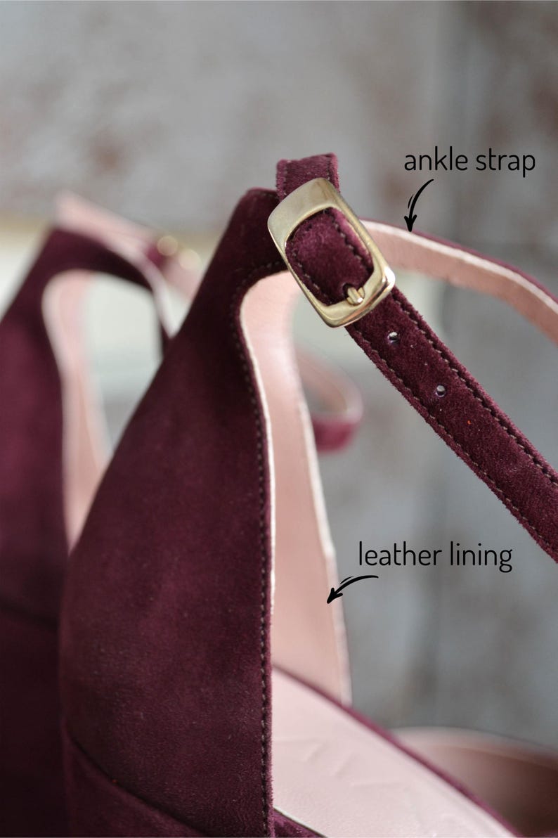 Wedding suede leather shoes, high heel burgundy shoes, fashion closed toe pumps, special occasion women’s shoes, handmade suede shoes