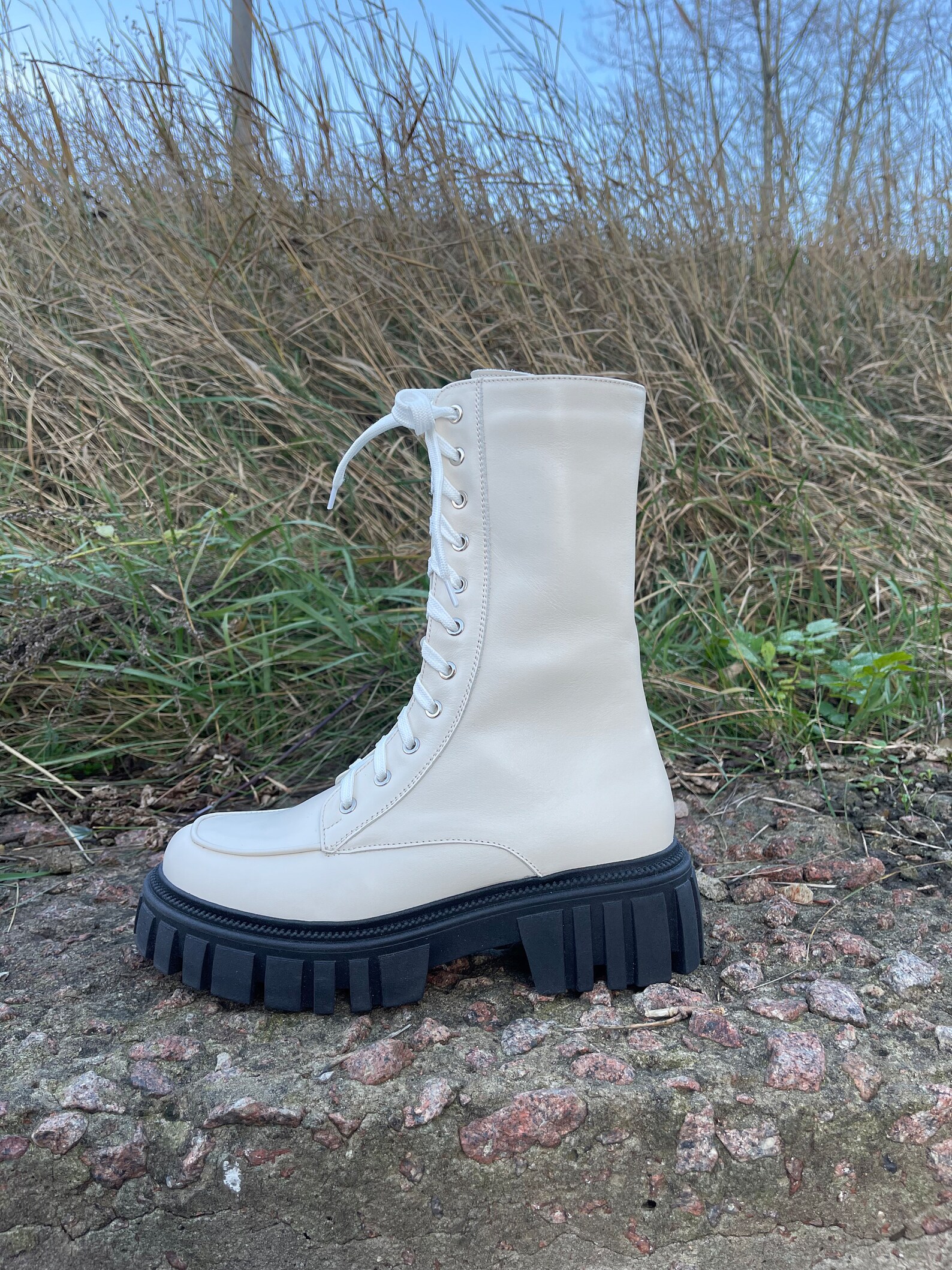 genuine leather combat boots