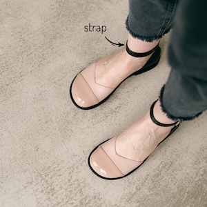 Women’s Barefoot Sandals, Mary Jane Flat Shoes, Black Leather Ballet Shoes, Summer Flat Sandals, Custom Width Shoes, Ankle Strap Shoes