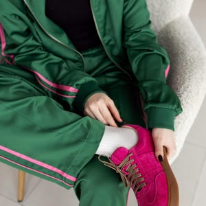 Women’s soft leather sneakers, pink suede trainers,  platform sneakers, wide fit shoes, custom made shoes, retro sneakers, walking shoes