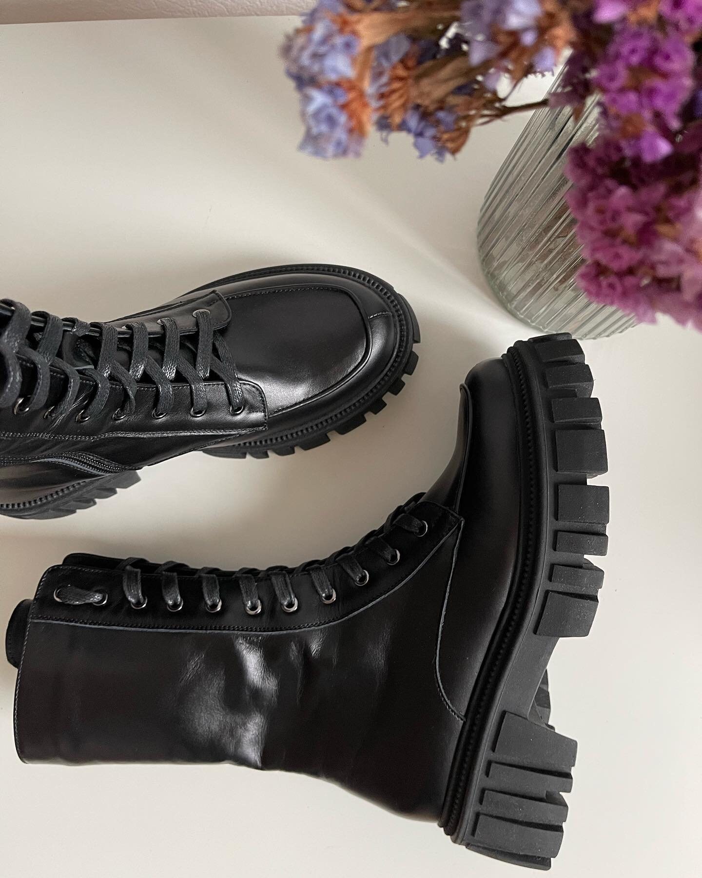 genuine leather combat boots