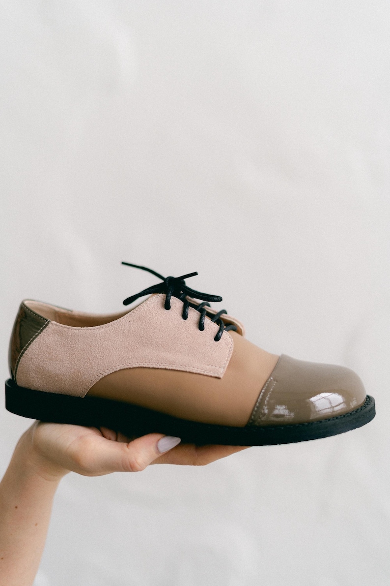 Women’s Barefoot Black Leather Oxford Shoes, Brogue Shoes, Formal Tie Shoes, Custom Color Shoes, Business Dress Code Shoes, Wide Fit Shoes