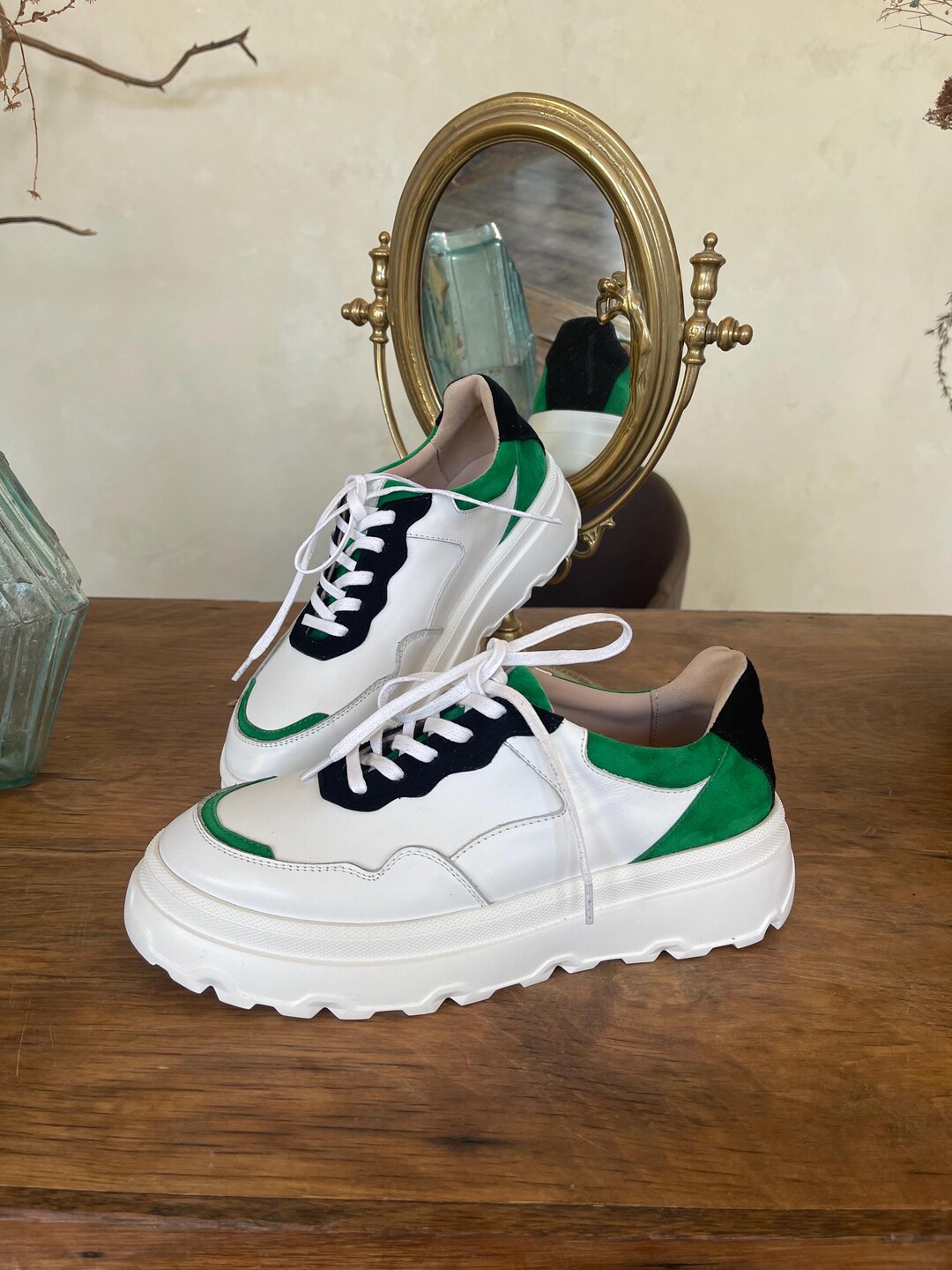 color block platform sneakers