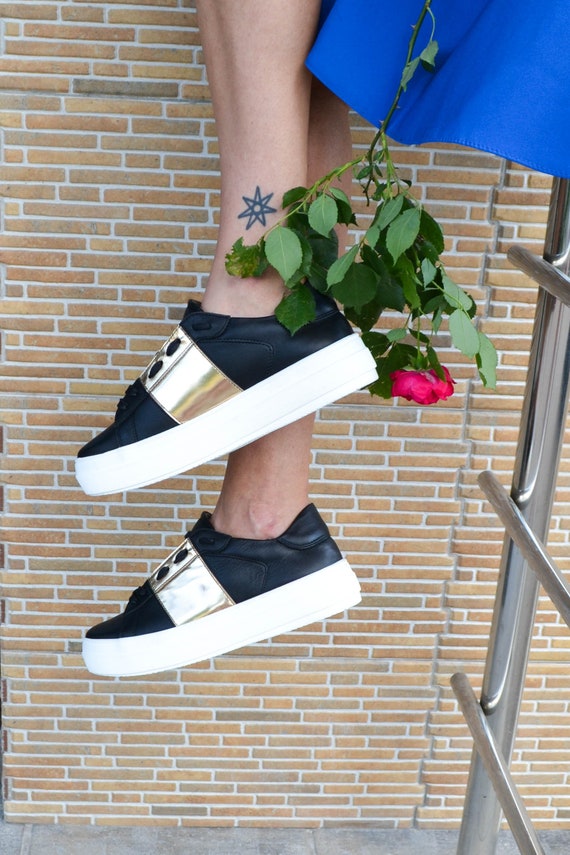 Black and hotsell gold platform sneakers