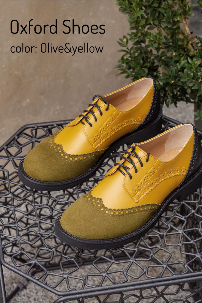 Womens Handmade Leather Suede Color Block Lace-Up Shoes, Black Oxford Shoe, Free Customization