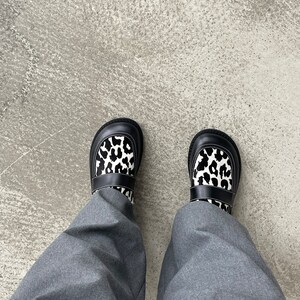 Womens barefoot loafer shoes, calfskin fur loafers, wide fit shoes, black shoes, animal print leather shoes, ladies dress shoes