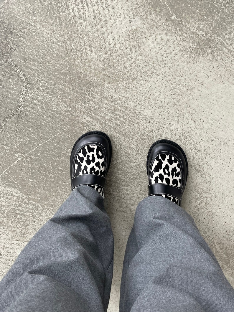Womens barefoot loafer shoes, calfskin fur loafers, wide fit shoes, black shoes, animal print leather shoes, ladies dress shoes