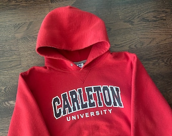 Vintage Carlton University Red Hoodie Sweater