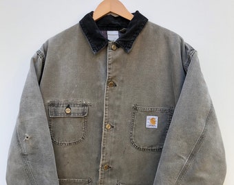 carhartt denim barn coat stonewashed