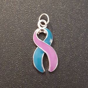 Purple & Teal support ribbon charm - Awareness for Suicide Prevention
