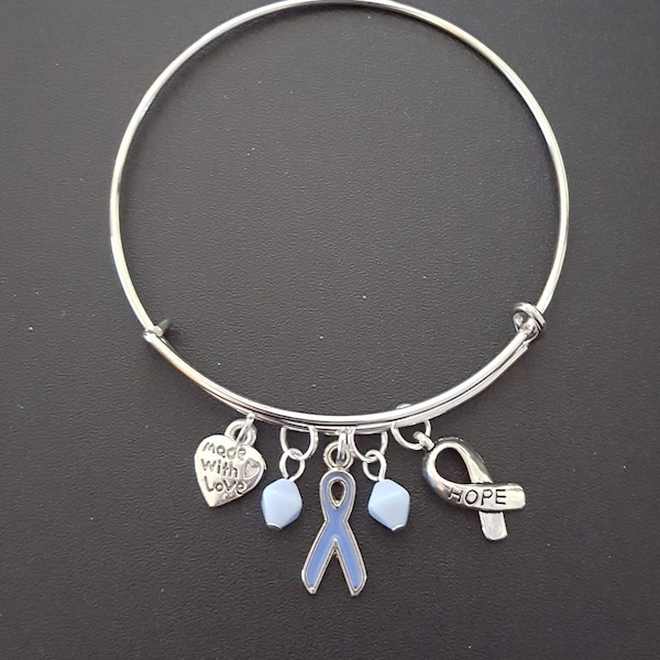 Periwinkle support ribbon bracelet - Awareness for Eating disorders, Pulmonary Hypertension, Esophageal Cancer, Stomach Cancer, GERD & (IBS)