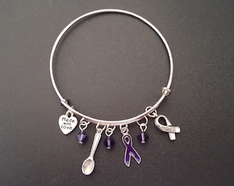 Lila Spoonie Unterstützung Band Bettelarmband - Bewusstsein Lupus/Fibromyalgie/häusliche Gewalt/pankreatischen Krebs/Morbus crohn's / ADD/ADHS/Alzheimer