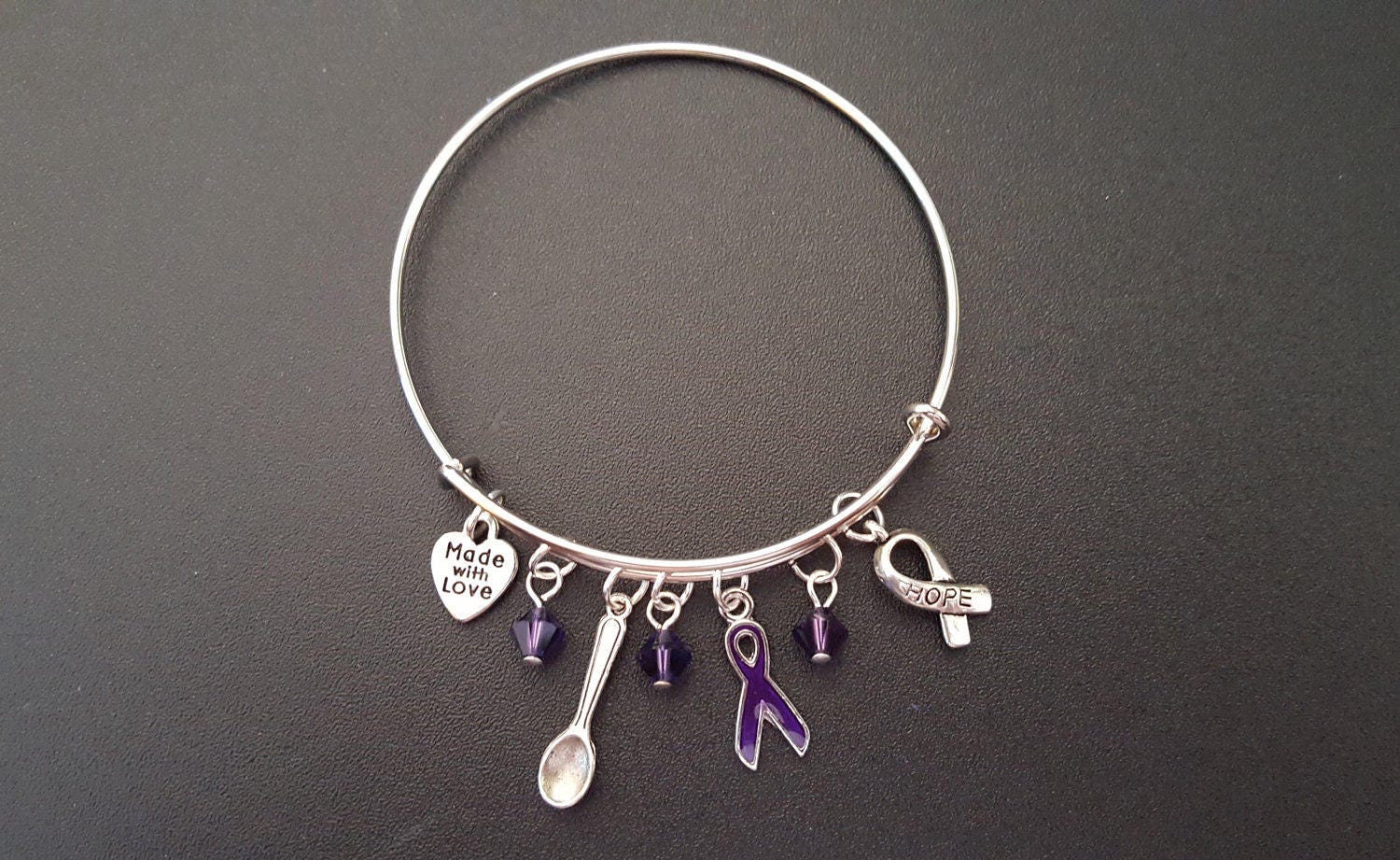 Purple Spoonie Support Ribbon Charm Bracelet - Awareness Lupus ...