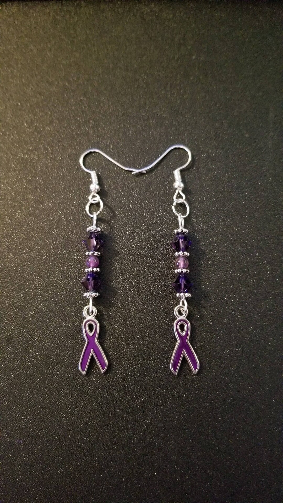 Purple Adhd Ribbon Purple Support Ribbon Earrings -awareness Lupus/fibromyalgia/domestic ...