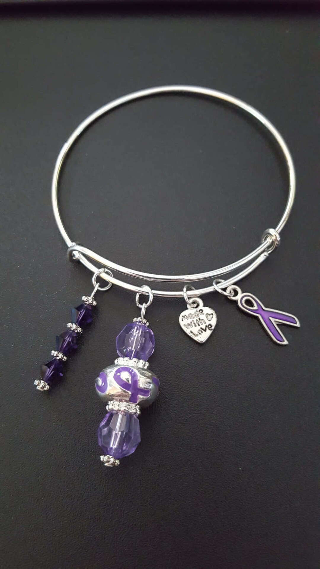 Purple Support Ribbon Charm Bracelet - Awareness Lupus/fibromyalgia ...
