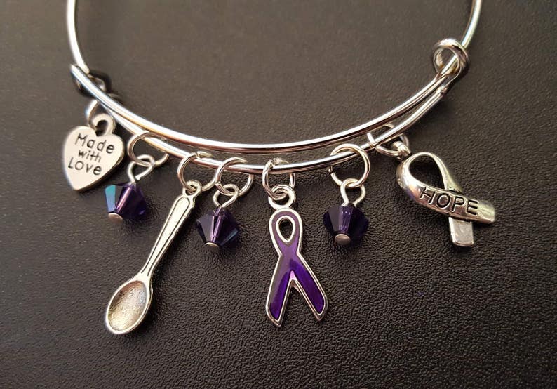Purple Spoonie Support Ribbon Charm Bracelet - Awareness Lupus ...