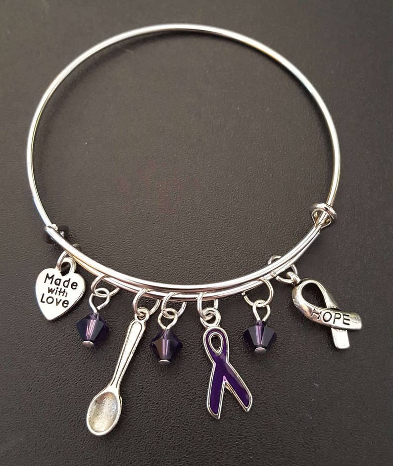 Purple Spoonie Support Ribbon Charm Bracelet - Awareness Lupus ...