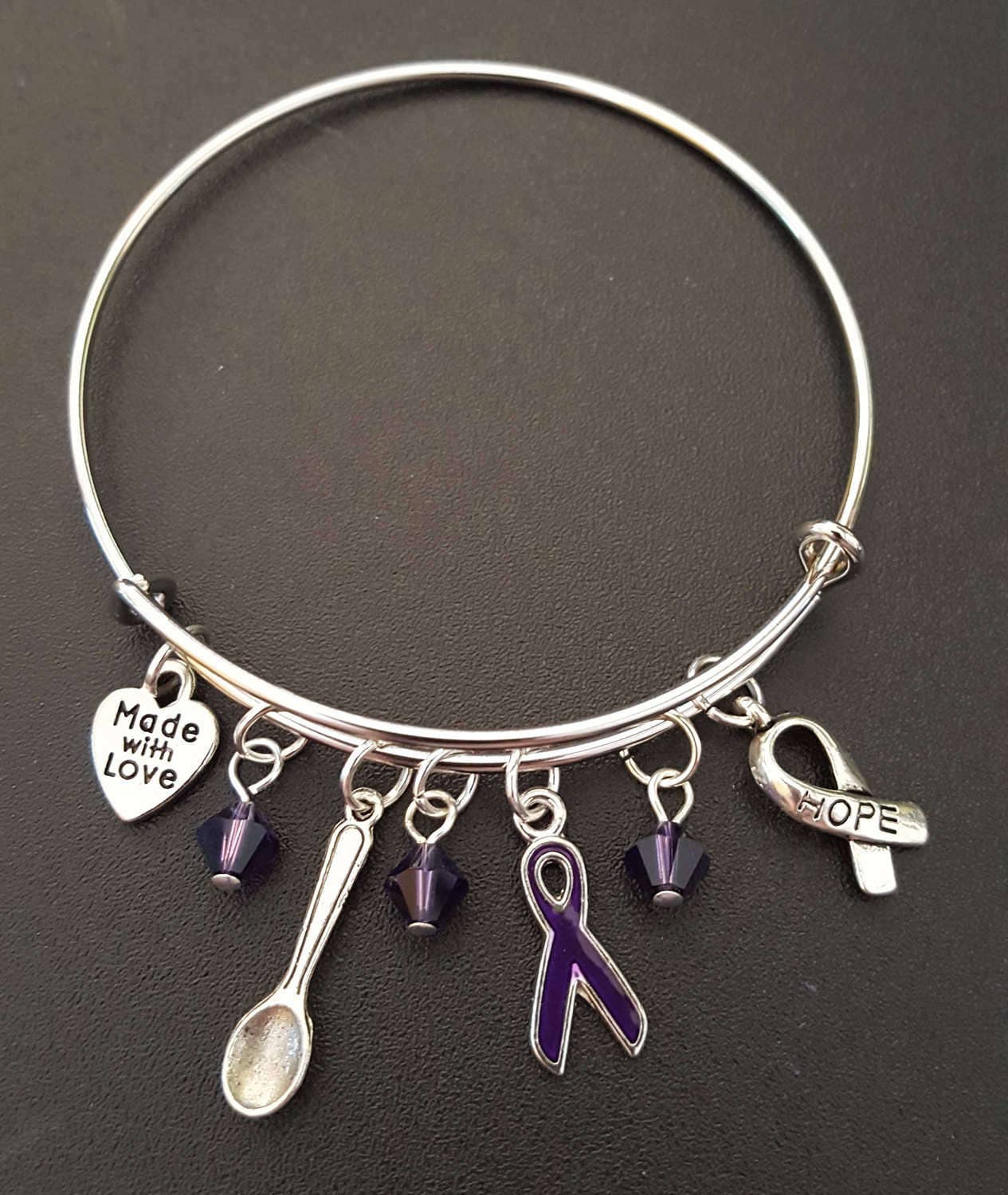 Purple Spoonie Support Ribbon Charm Bracelet - Awareness Lupus ...