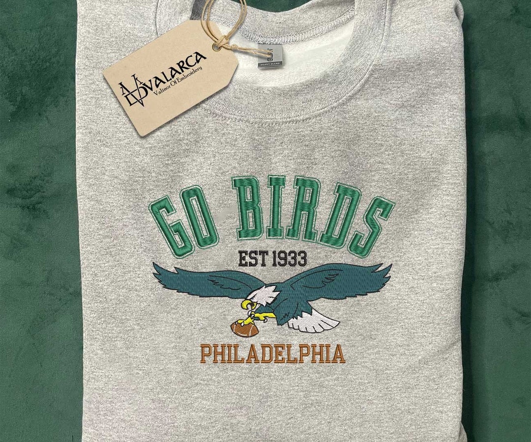 Philadelphia Football Mascot Embroidered Sweatshirt, Best USA Football Team Embroidered Sweatshirt, Football Team Embroidered Crewneck