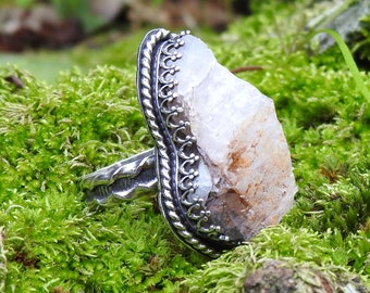 Anillo de pico de hielo - Cristal de cuarzo en plata de ley - Tamaño 6