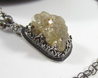 Collar burbujeante - cuarzo ahumado pequeño en plata de ley