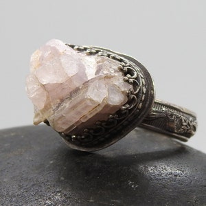 Pink Crystal Matrix Ring in Sterling Silver - Size 6.5