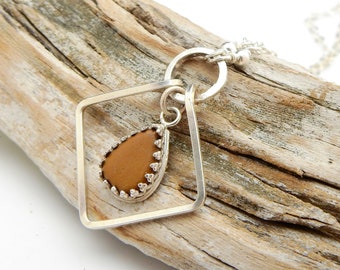 Collar de lágrima cruda - Piedra en bruto en plata de ley