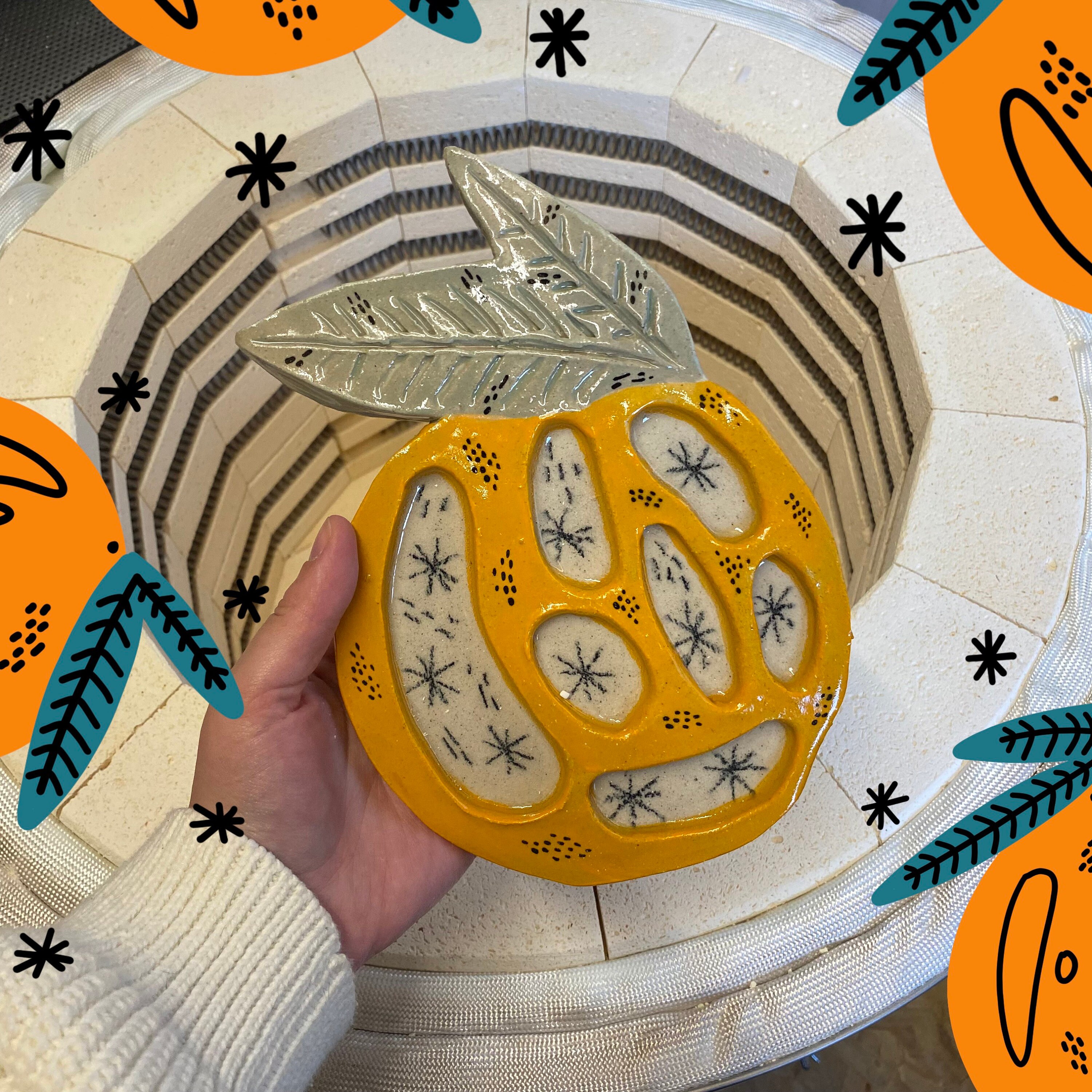 PREORDER Large Orange Ceramic Paint Palette Etsy UK