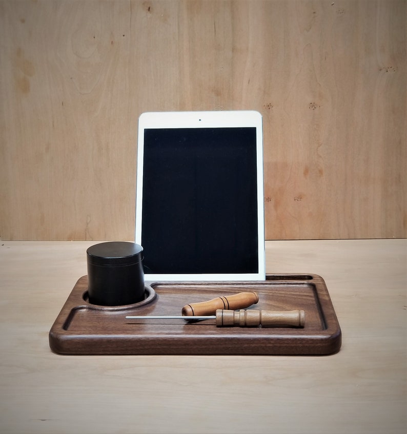 Wood Rolling Tray Valet Tray Desk Organizer Wood Catchall Etsy