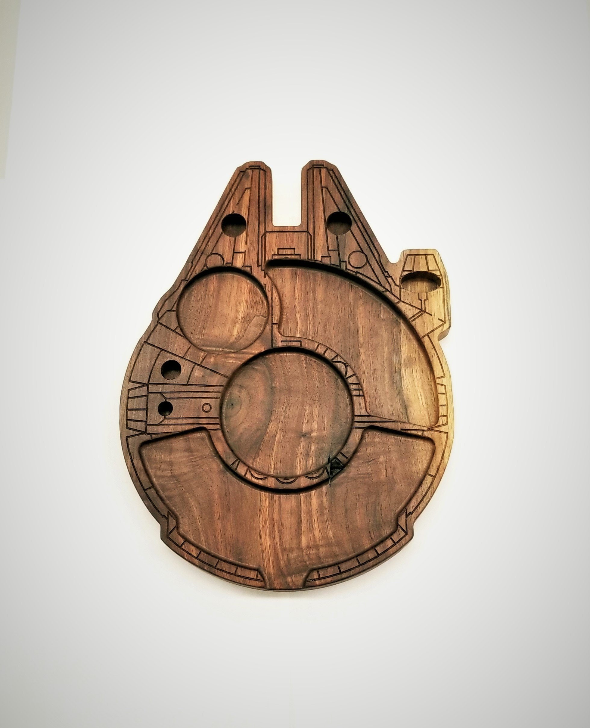 Wood Rolling Tray with Holes for Tools and Grinders MF