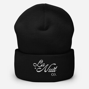 La Nuit Co. EMBROIDERED Cuffed Beanie | Alternative Cuffed Beanie | Goth Gift | Edgy Clothing | Dark Aesthetic | Goth Clothing