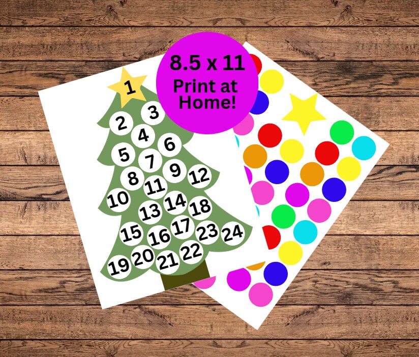 Christmas Countdown Printable, Christmas Tree Countdown, Santa ...
