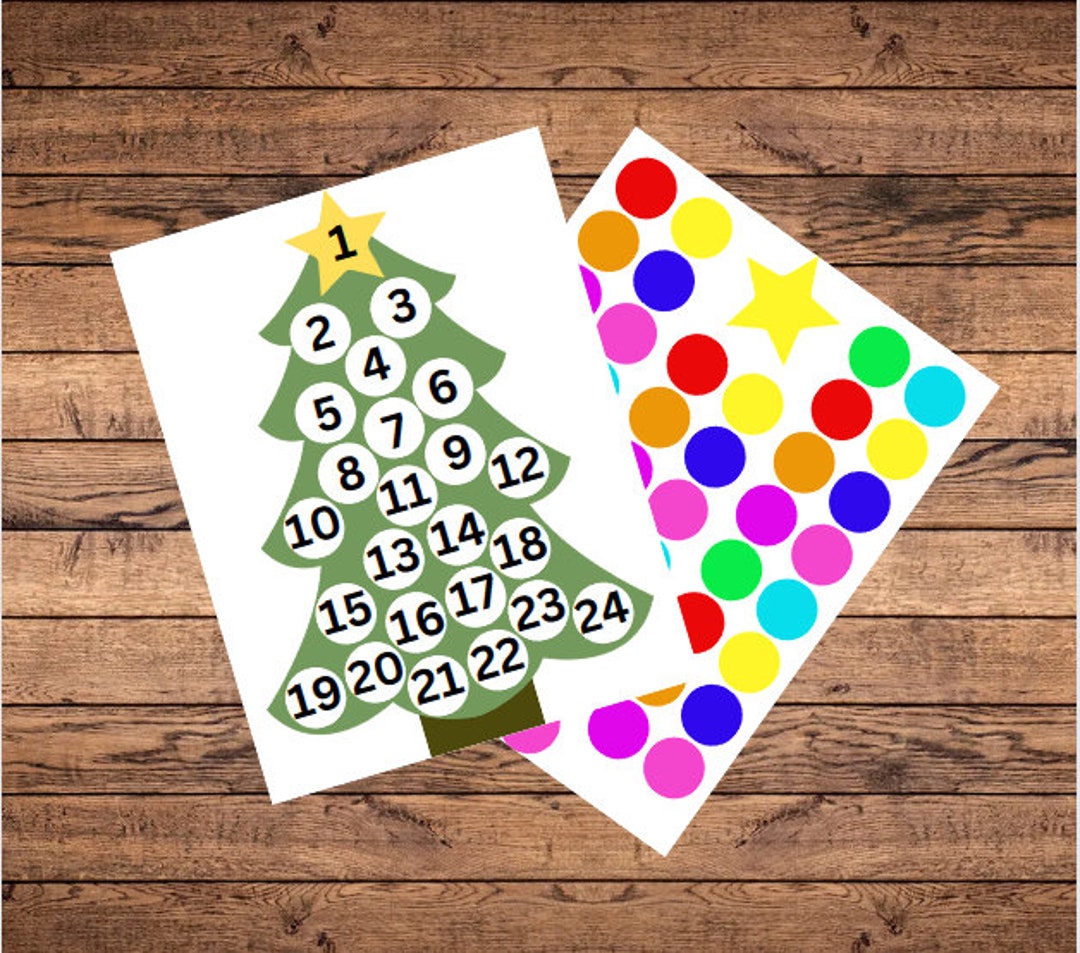 Christmas Countdown Printable, Christmas Tree Countdown, Santa