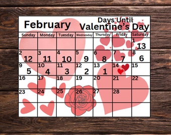 Printable February Calendar, Printable Valentine's Day Calendar ...
