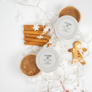 Spicy Gingerbread sugar body scrub, Winter skincare scrub, Cruelty free natural skincare, Cinnamon Ginger Coconut Oil and Olive Oil scrub image 3