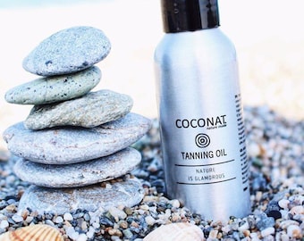 Natural Sun Tanning Oil - Coconut Oil - Handmade Tanning Oil - Summer Glow Oil - Hydrating Tanning Oil for Men Women - Carrot Oil Skin Glow