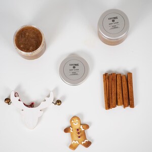 Spicy Gingerbread sugar body scrub, Winter skincare scrub, Cruelty free natural skincare, Cinnamon Ginger Coconut Oil and Olive Oil scrub image 7