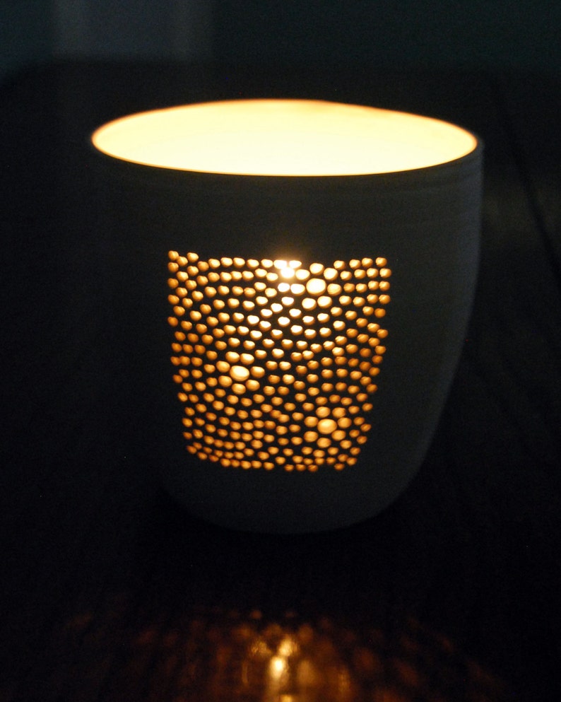 Ceramic luminary votive candle holder clay lantern pottery Etsy