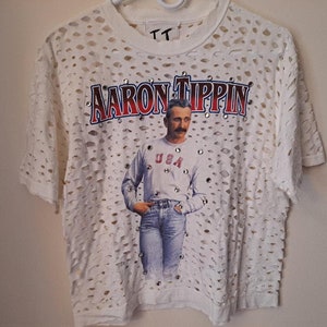 Vintage Shredded Rhinestone Studded Aaron Tippin T Shirt