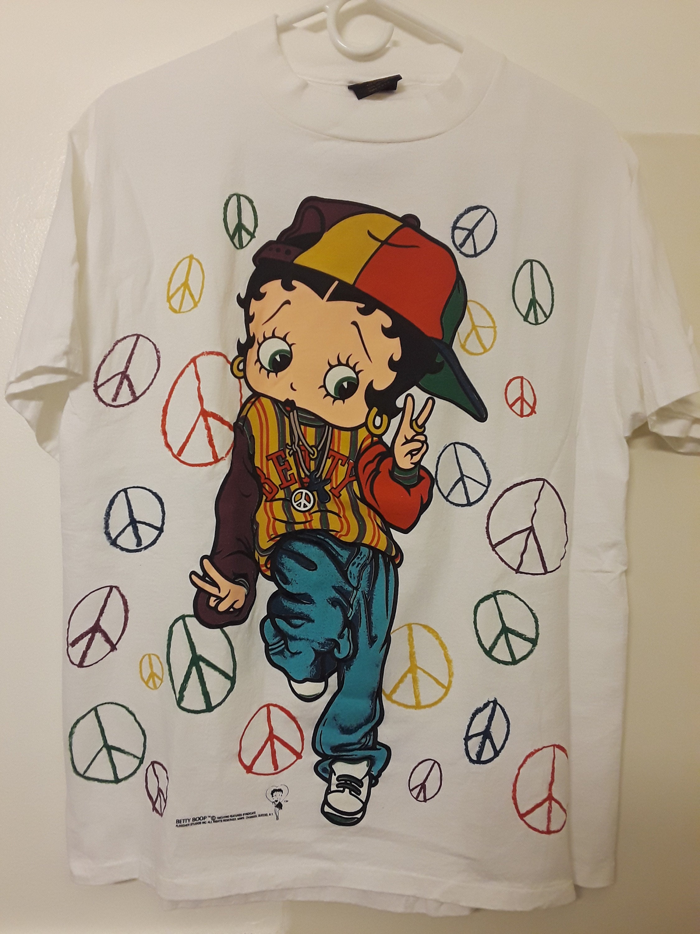 Vintage 90's Betty Boop Peace Sign Hip Hop Double Sided T