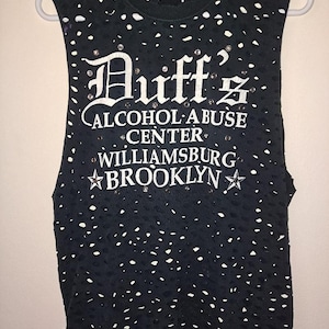 Shredded Rhinestone Studded Duff's Muscle Tank T Shirt