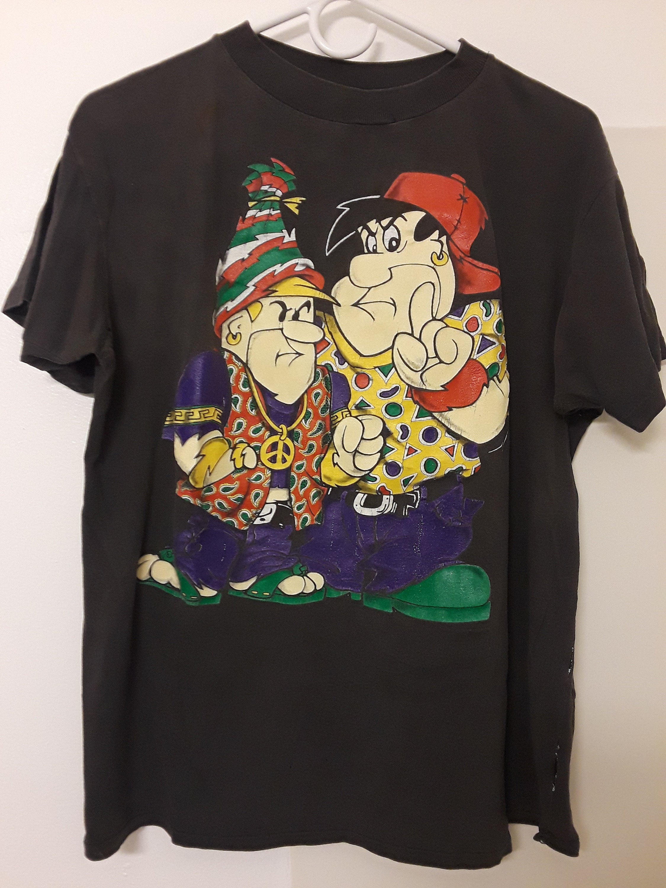 Vintage 90\'s Flintstones Fred Barney Hip Hop T Shirt - Etsy