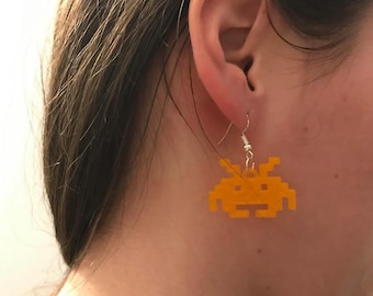 Space invader earrings