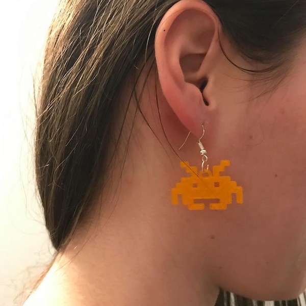 Space invader earrings