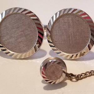 Cuff Links and Tie Tack Silver Vintage