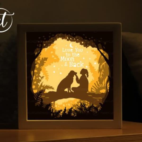 Love Dog Shadow Box Svg , 3D Shadow Box SVG Files, Shadow Box Paper Cut, Light Box SVG, 3D Papercut Light Box SVG File