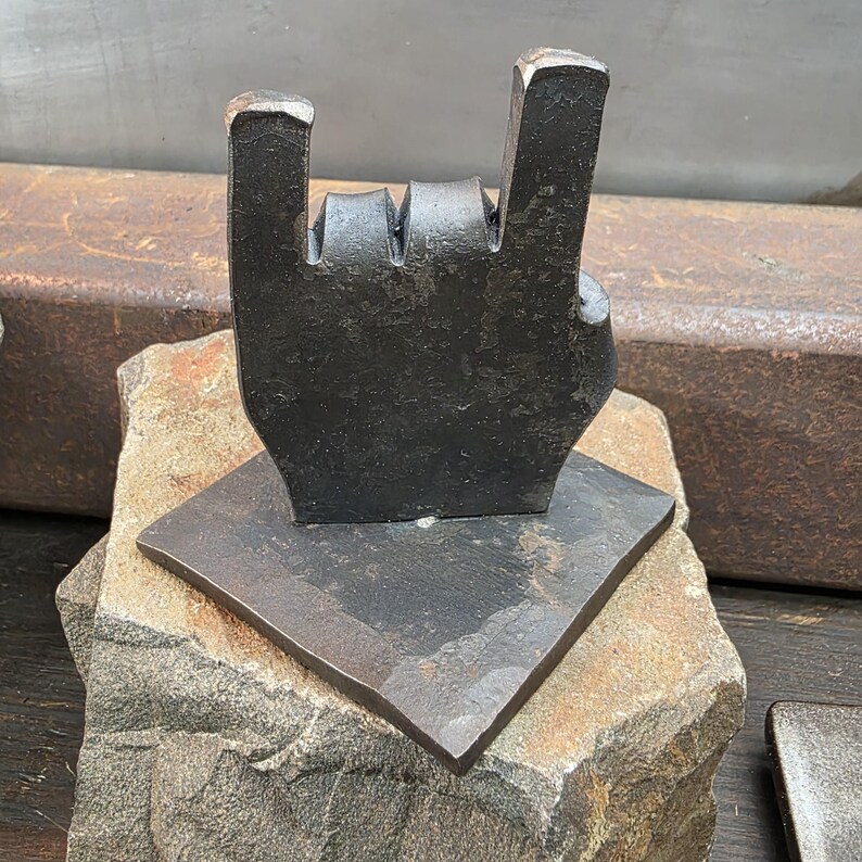 Forged Steel Rock on Hand Sculpture, Metal Art - Etsy