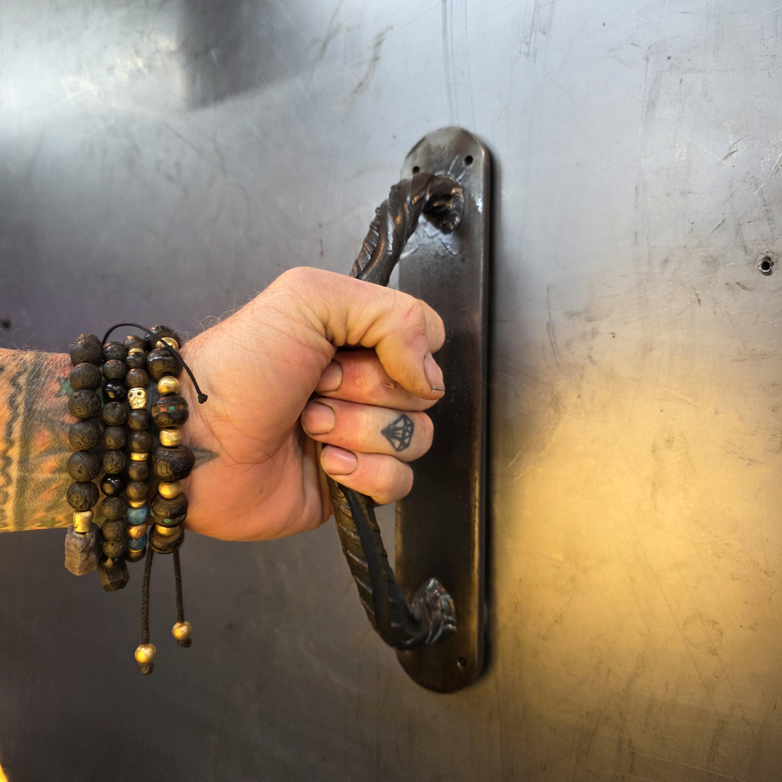 Twisted Steel Door Pull | Hand Forged 'sea Serpent' Metal Rebar